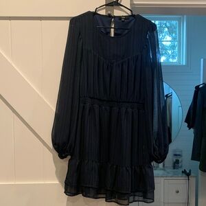Lulu’s Navy Blue Long Sleeve Romper Dress